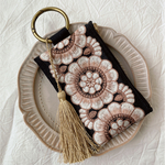 再4）カラビナ付き刺繍リボンポーチ
