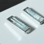アクアマリンの原石レクタングルピアス