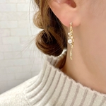 人気作品⭐︎ピアス ラインストーン&パールの揺めき ピアス / イヤリング / チタンピアス / 樹脂ピアス / シンプル