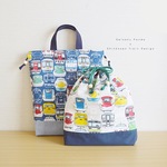 .・.お着替え袋 新幹線と電車 design .・.#体操袋 #はやぶさ #こまち #乗り物 #小学生 #保育園 #幼稚園 #入園入学
