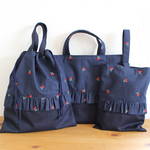 【受注製作】NEW!!刺繍さくらんぼ（ネイビー） 入園入学3点セット♪