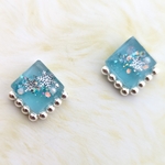 雪の結晶　スクエア　レジン　イヤリング✻ピアス