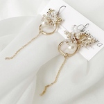 リーフ×チェーンの華やかイヤリング/ピアス〜結婚式･お呼ばれ･花嫁･パール･クリア・小枝･変形・ゆらゆら