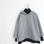 再販★LADY'S★先染めウェザーグレンチェックのパーカープルオーバー