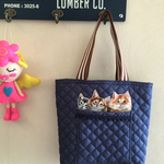 Brown 4cats&pocket denim tote