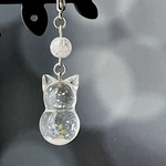【受注制作/期間限定・数量限定】＊雪だるにゃ＊ 猫耳つけた雪だるま　チャーム　マスクチャーム　降雪　雪の結晶