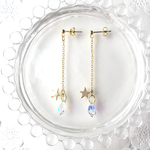 スワロフスキーとミニ星ピアス イヤリング