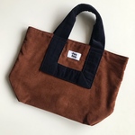 ✳︎新作✳︎コーデュロイミニトート【ブラウン×ネイビー】※受注生産※ご入金を確認してから作製いたします※