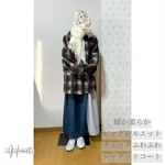ブロックチェックのゆるっとゆったりふわふわ暖か伸びる大人可愛いジャケット💖可愛いジャケット。デート❣️