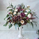 特価◆アートフラワー 造花◆高さのあるテーブル花瓶アレンジ＊シャビーシックなアンティークカラー ニュアンスダークカラー 