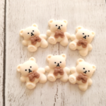 再販 デコパーツ 6個 クマ アイボリー 動物 樹脂 カボション