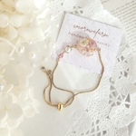 ( ピンク )お花 たっぷり ♡ アジャスター 付き ボタニカル ブレスレット ♡ レジン フラワー 
