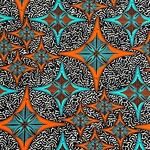 アフリカンプリント生地／アフリカ布／カットクロス／50cm単位／水通し済み／Stars