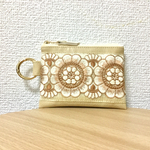 インド刺繍リボンのカラビナポーチ