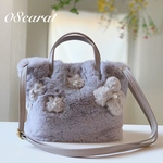 新作　数量限定　ファーバッグ　2wayバッグ ショルダーバッグ　ファーハンドバッグ　お花バッグ　パールバッグ