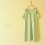 線描きフラワーのポンチョ。ペパーミントグリーン【М】