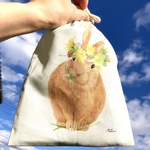 ★コットン100% うさぎの巾着袋　★給食袋やお箸袋・入園入学・ラッピングにも★