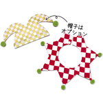 【ほぼラスト再販】市松 赤白×ゴールド ピエロセット ブロックチェック リバーシブル  ピエロスタイ ピエロ帽子