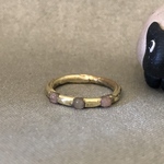 インカローズとローズクォーツの真鍮の指輪(3ドット)
