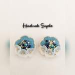 #26 ハンドメイド   ブルー 刺繍 ピアス イヤリング