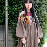 ビッグフラワー light brown ☆tokotoko☆切替ワンピース