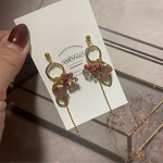天然石とチェコファルファーレのロングピアス/イヤリング