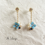 小さめなサイズ  揺れる紫陽花 ビジュー ピアス イヤリング