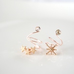 イヤーカフ　triple star ＆　pink star set  c41   星　ペア　sビジュー　ワイヤー　痛くない　調節　ギフト