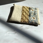 ヌビ刺繍リボンポーチ(ベージュ)