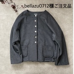 bellazu0712様ご注文品ウール素材:総裏付:ゆったりドルマンショートコート:チャコールグレー:Lサイズ::羽織　ギンガム