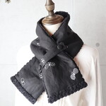 ゆ・・・さま専用ご注文ページ・軽くてあったか♪ネックウォーマー（choucho・ブラック/全面刺繍生地）ハンドメイド・ミナペルホネンの生地使用