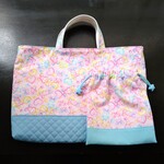 【n091313さま専用】レッスンバックと給食袋 / うさぎがいっぱい♡ピンク×紫