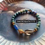 【御売約12*21✩香乎⌘様】1200→1000　BL250-177スモーキークォーツ+アパタイトasymmetry 17㎝*天然石ブレスレット　[送料無料] 　