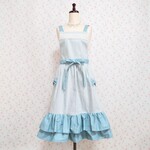 千鳥チェック２段フリルエプロン☆サックス☆
