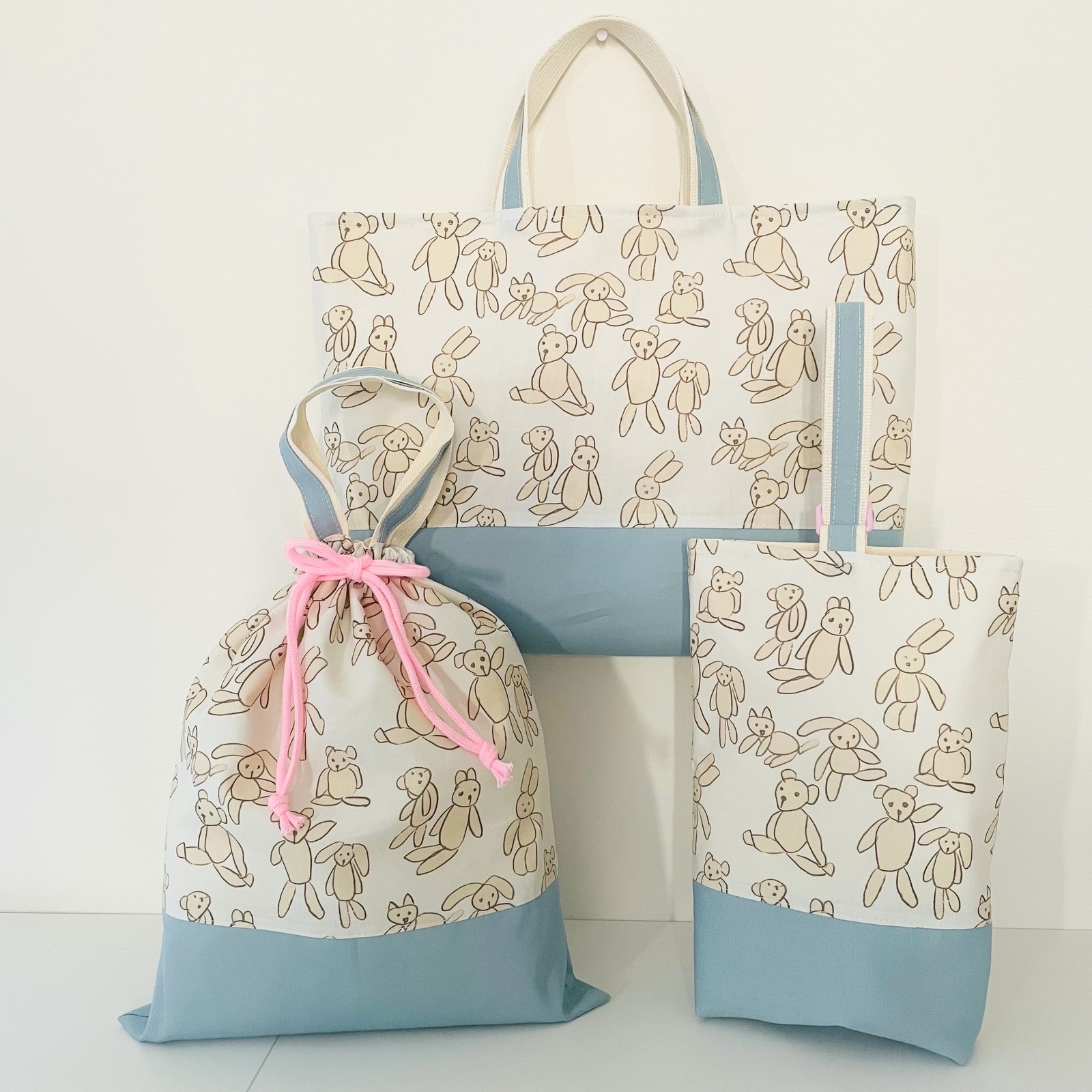 テディベア オーダー レッスンバッグ 上履き入れ 体操着袋 入園入学