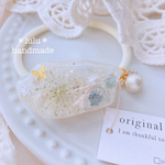 【New】クリスタルFlowerの泡色ヘアゴム　ニュアンスカラー　ハンドメイドヘアゴム　ハンドメイドレジン　押し花　ヘアゴム　ヘアアクセサリー　リボン　くすみカラー　リボンヘアゴム　