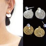 08  ★新品★18kgp メダルピアス バックキャッチ パール フランス風 金属アレルギー対応 お祝い 成人式 母の日 in 