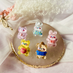 【新作ボタン】可愛いぷっくりツヤツヤ動物ミックスボタン☆1セット5個入り(各種1個ずつ入り)☆入園グッズや、スモック、レッスンバッグ、子供服等の装飾におすすめです！