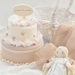 【完成品】クレイケーキ ＊ ちいさなお花 と リボン
