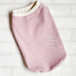 あったかニット　ダックス服　ロングMサイズ　タンクトップ　ヒッコリーデニムニット　スモーキーピンク　ペットウエア　秋冬　わんこ服　ロングサイズ　犬服　犬の服