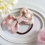 【一点もの】♡干支リボン♡ pinkチェックと miniリボンがかわいいダブルリボン♡