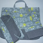 yukkojouさまオーダー専用　通園バッグ３点セット＜くるま＞グレー