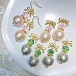 【winter market】💖コットンパールとリボンのピアス