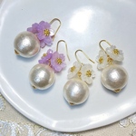 【winter market】🤍大粒コットンパールと桜のピアス