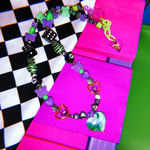 💚💜グリーンマーブルハートのネックレス💚💜