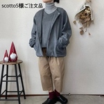 scotto5様ご注文品カシミヤ100%ウール::総裏付:ゆったりドルマンショートコート:グレー×チャコールグレー::Lサイズ::羽織り