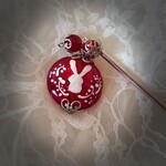 ウサギ硝子ビーズのかんざし(合金スティックタイプ・長さ15cmのみ)