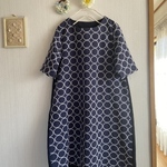 ハーフリネンサークル刺繍、バイオウォッシュのＡラインワンピース