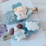 【34】ホイップデコ♡ヘアクリップ♡くすみブルー