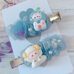 【35】ホイップデコ♡ヘアクリップ♡くすみブルー